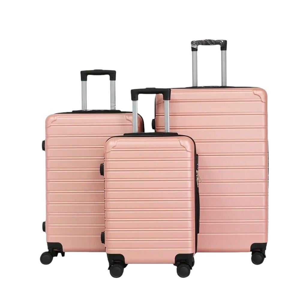 Комплект чемоданов Stenson R33466-BL 3 шт. с выдвижными ручками 20/24/28" Розовый с черными (26449081)