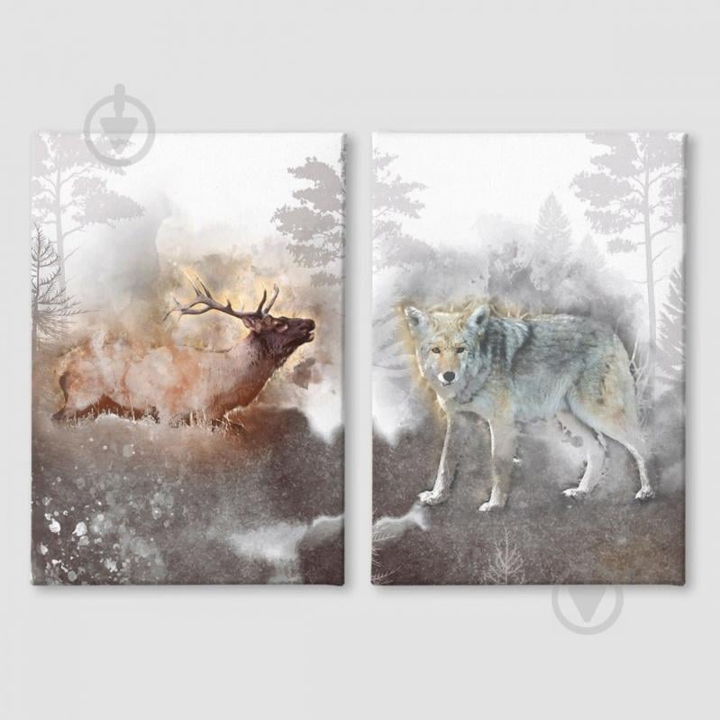Модульная картина из двух частей Олень и Волк Malevich Store 93x60 см (MK21212)