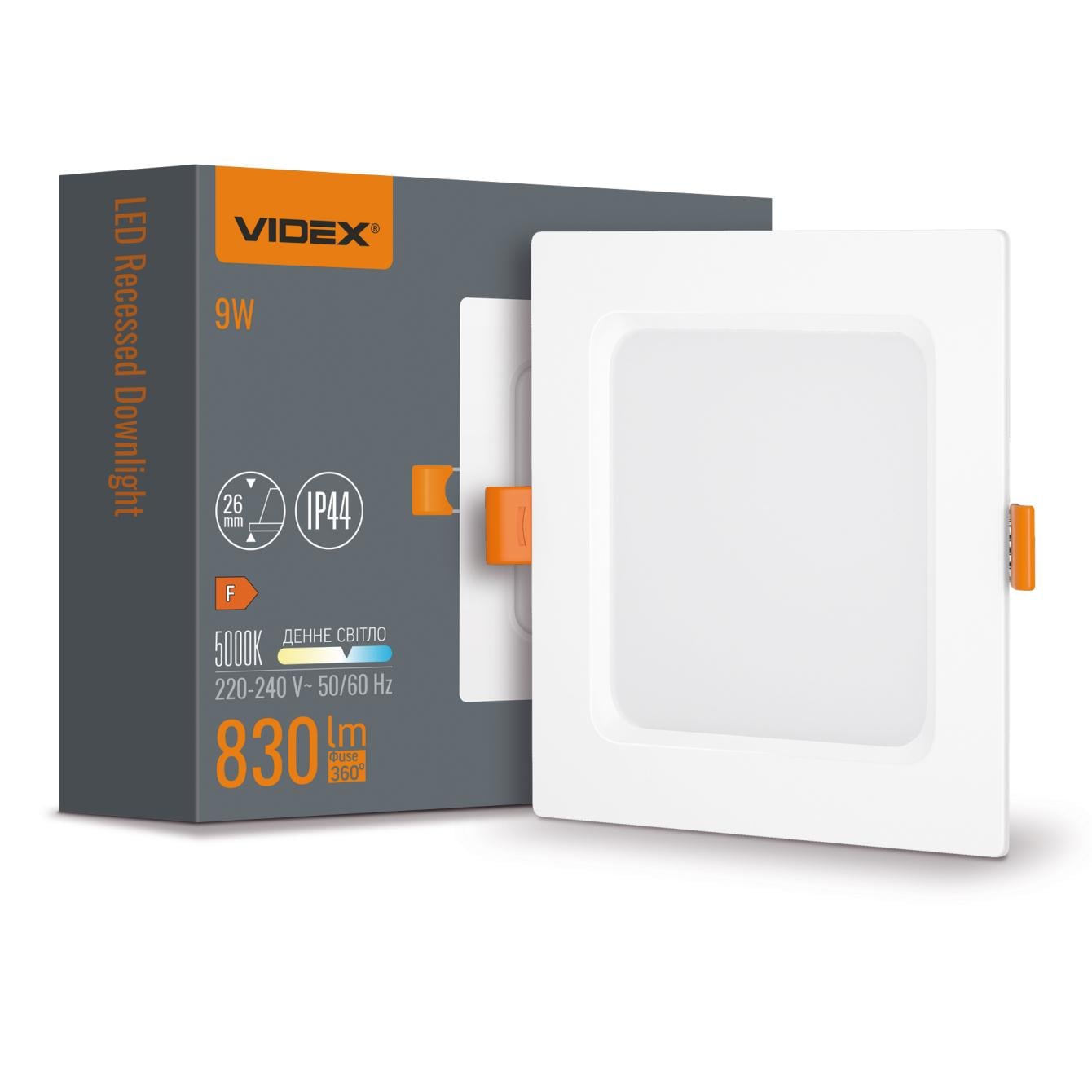 Світильник вбудований Videx LED Back квадрат 9W 5000K (33801543) Світильник вбудований Videx LED Back квадрат 9W 5000K (33801543)