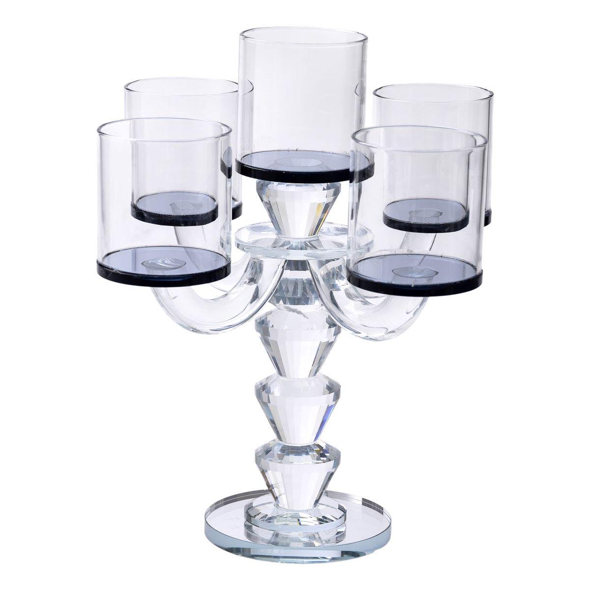 Канделябр подсвечник стеклянный Light House LG-30063 CL на ножке на 5 свечей Прозрачный