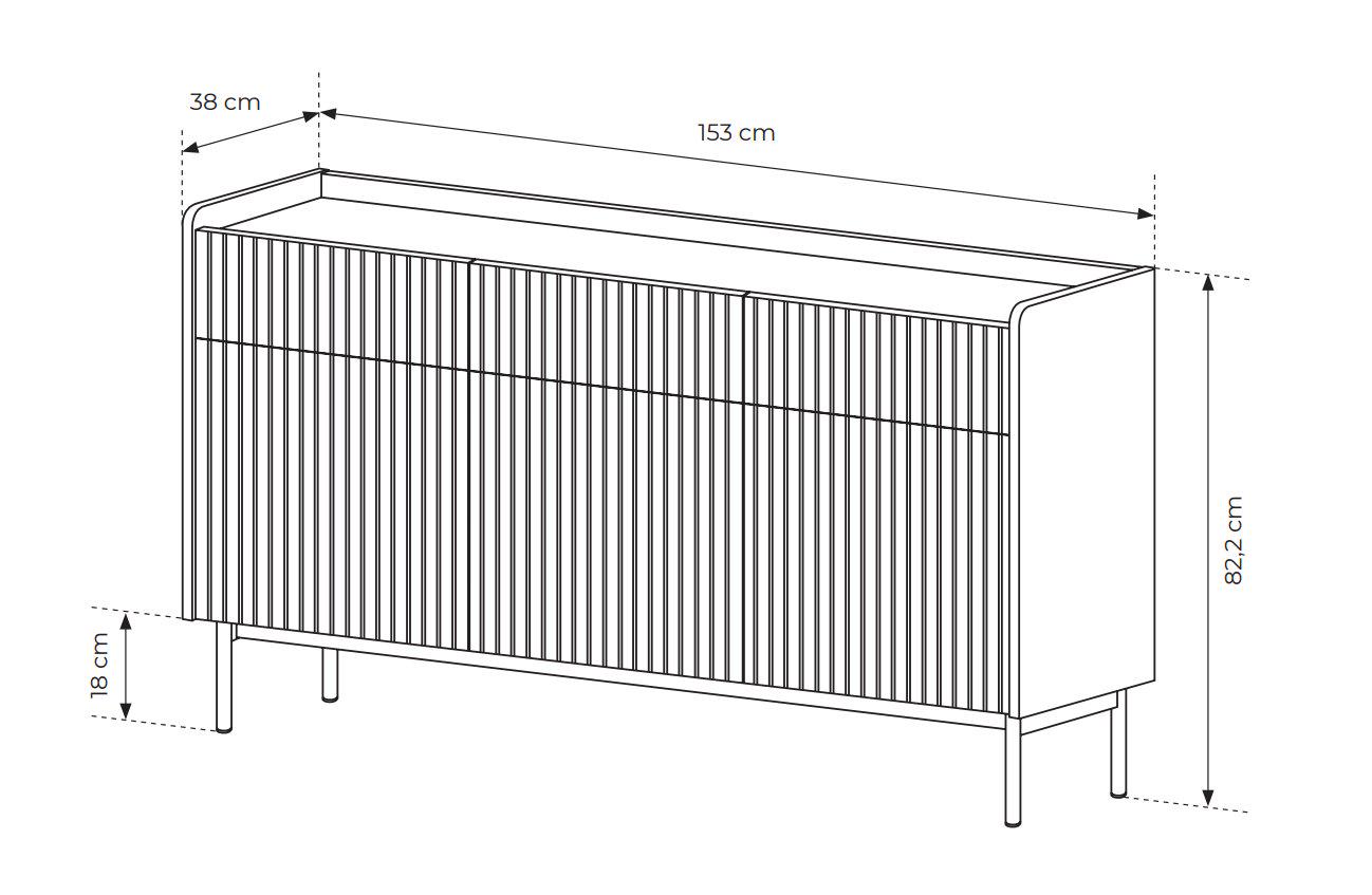 Комод Perfect Home Level 3D3S/153 3-дверный с 3 ящиками Бежевый/Дуб сканди (PFH-091155) - фото 5