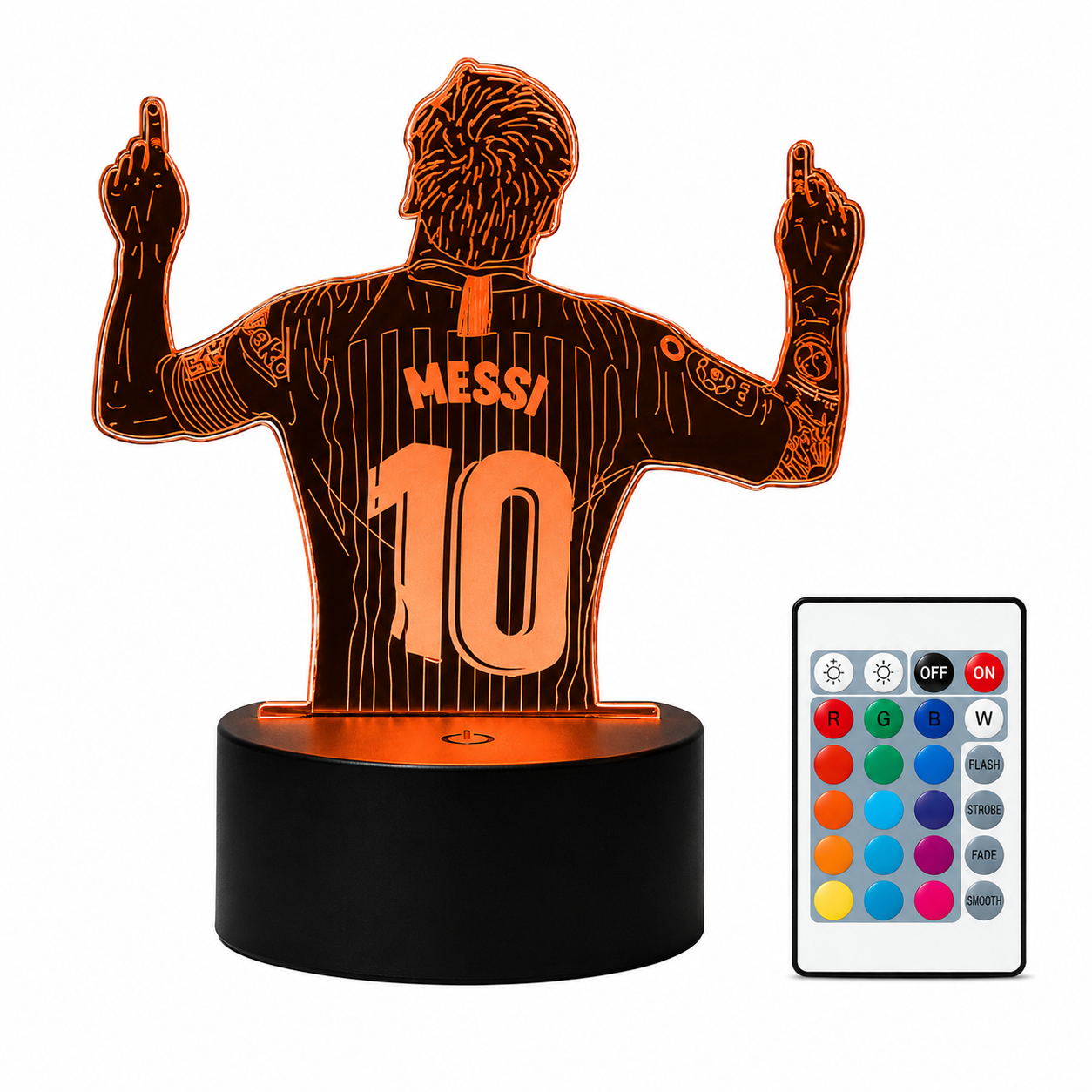 Ночник для комнаты Messi Football player/16 сменных режимов/пульт управления Черный (27352346)