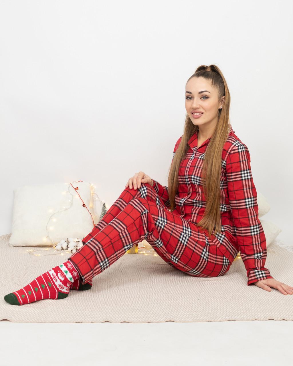 Пижама женская домашняя фланелевая рубашка со штанами Красно-белая клетка (2046614482) - фото 5 Пижама женская домашняя фланелевая рубашка со штанами Красно-белая клетка (2046614482) - фото 5