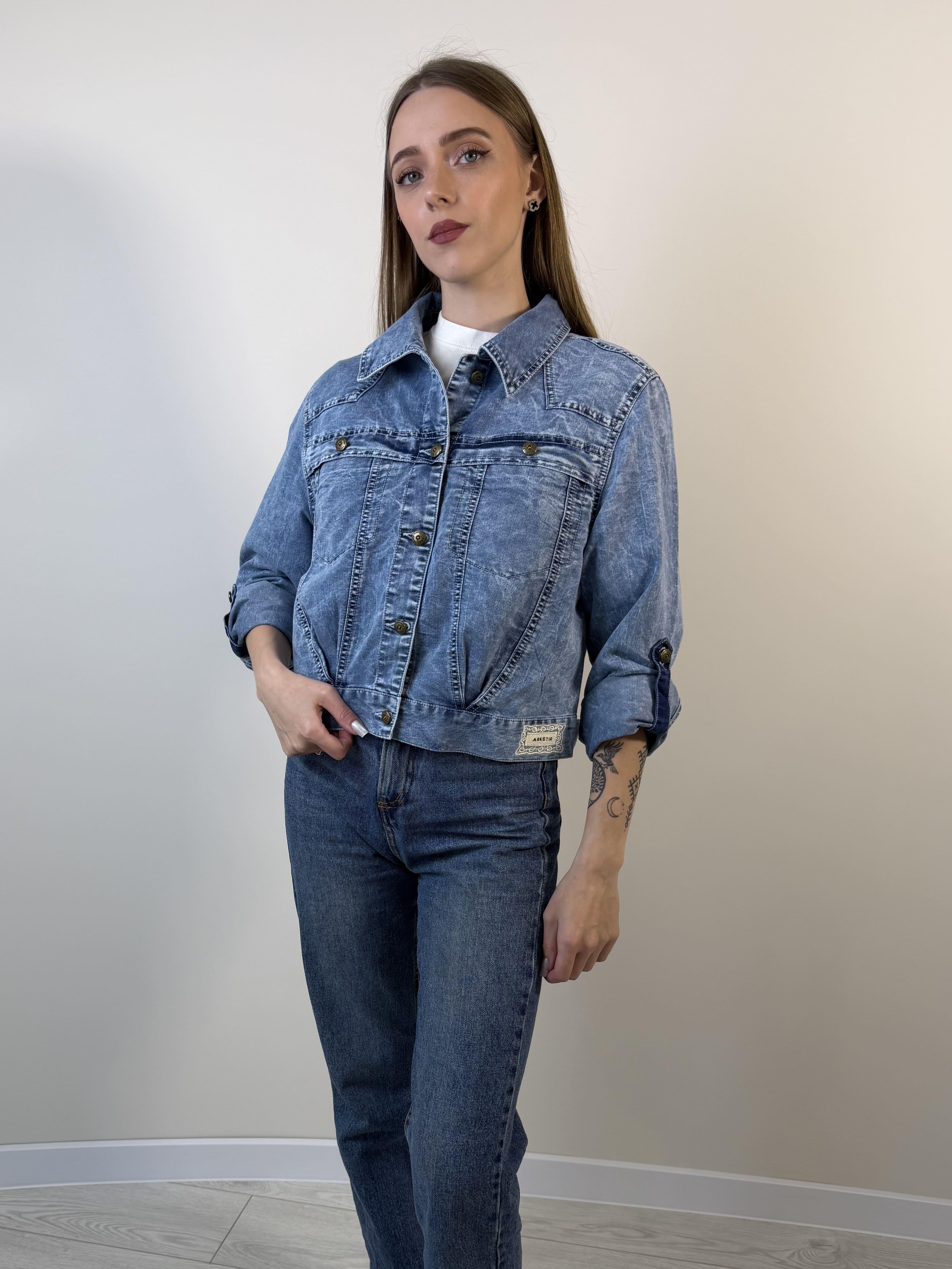 Кроп-жакет женский котоновый XL Светло-джинсовый (541N/XL(C)) Кроп-жакет женский котоновый XL Светло-джинсовый (541N/XL(C))