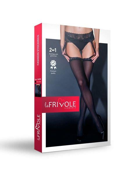 Чулки в сетку LeFrivole с поясом S/M Черный Чулки в сетку LeFrivole с поясом S/M Черный