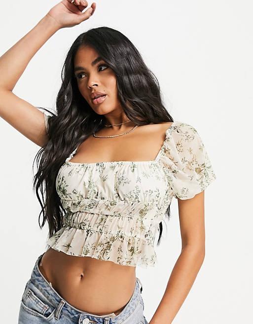 Топ Missguided TJF27562 принт р. 38 Молочный