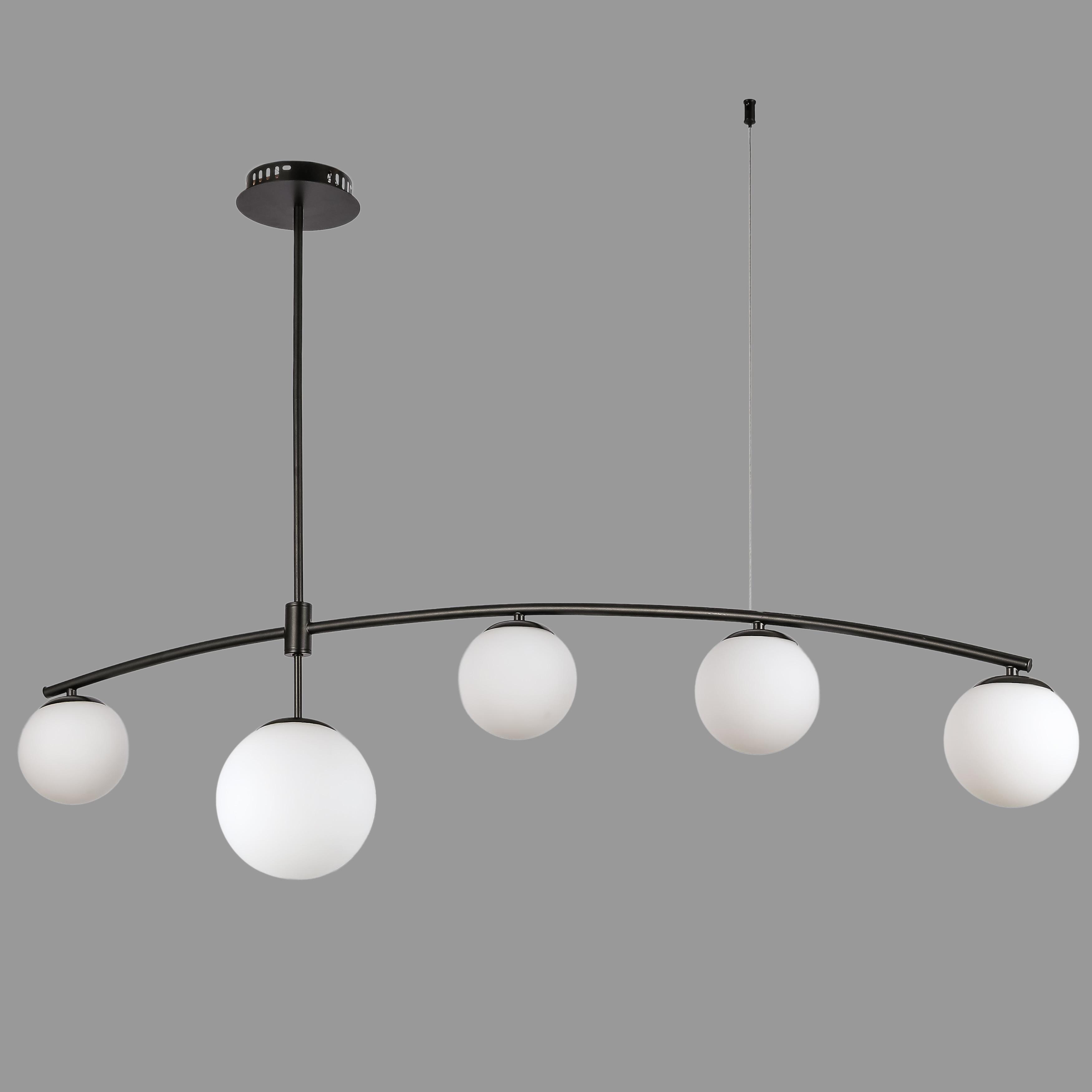 Люстра современная на 5 белых плафонах Черный (52-9827-5 BK+WH)