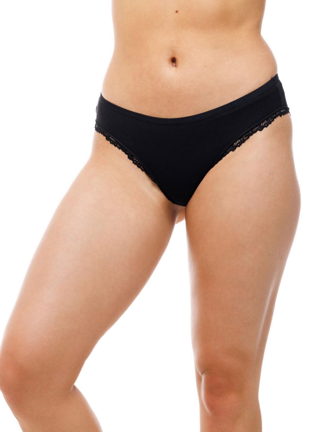 Трусы-слипы женские Наталюкс с кружевной отделкой XS Черный (5127133290911)