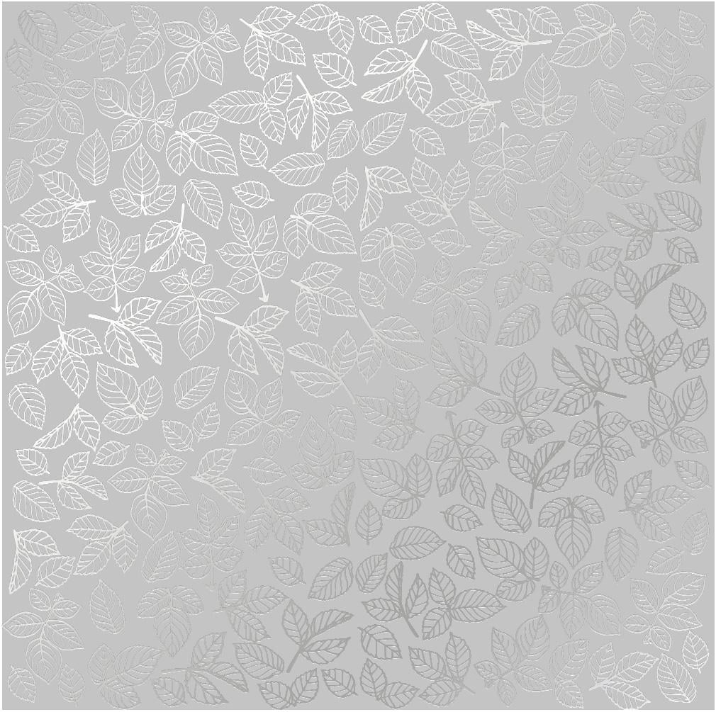 Лист бумаги односторонний Silver Rose leaves с серебряным тиснением 30,5х30,5 см Gray