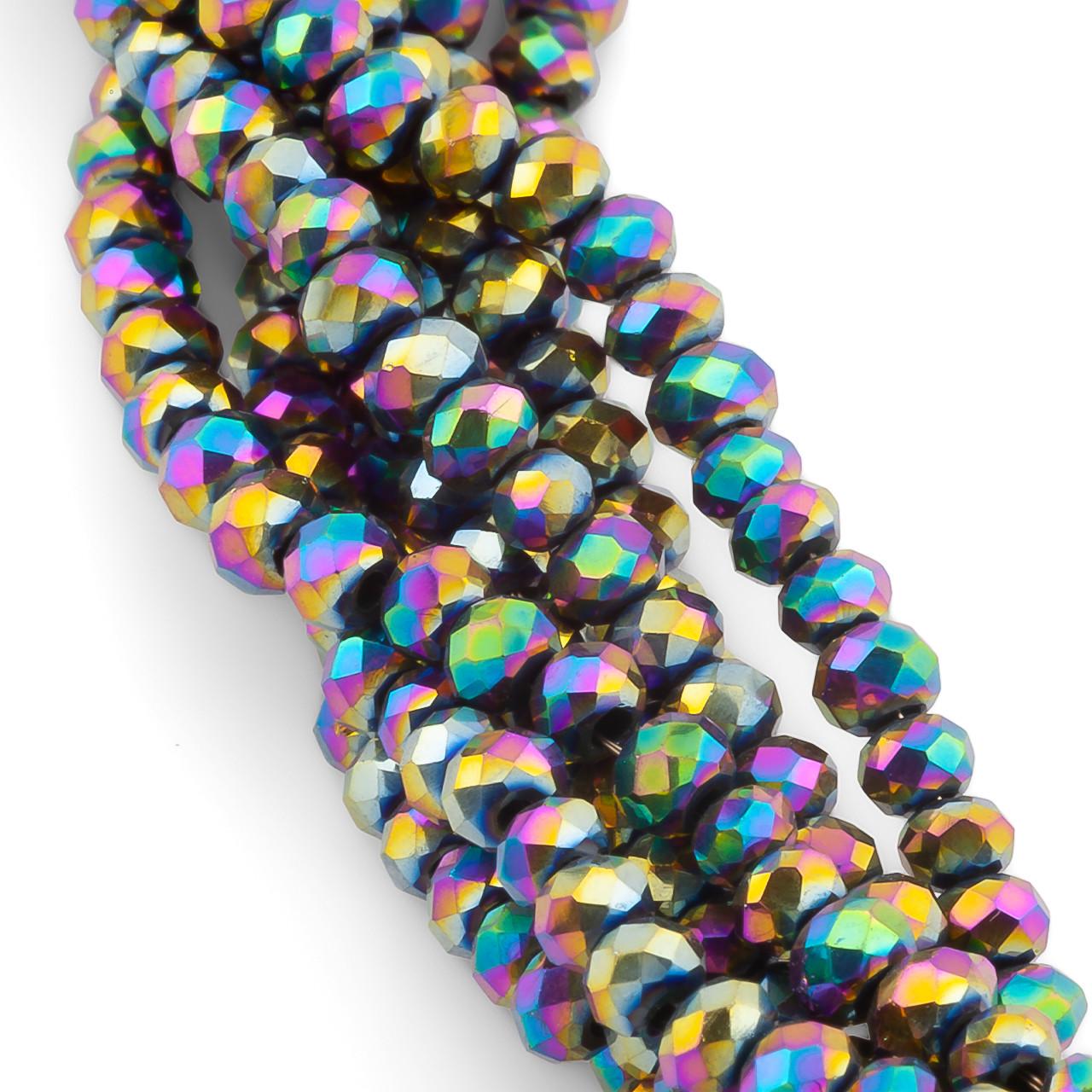Бусины хрустальные на нитке в форме ронделя с огранкой 44 см 3х2 мм 175 шт. Хамелеон (БС0302а40)