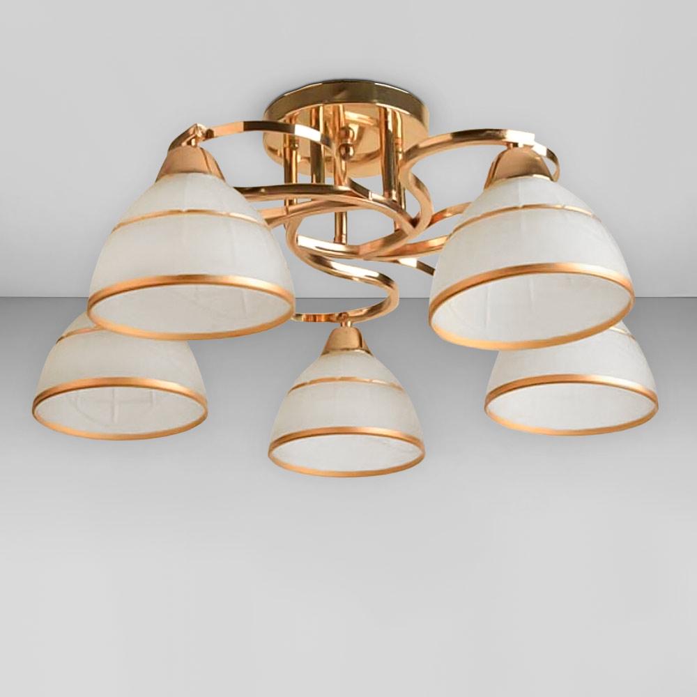 Люстра стельова Light House SRS-18932/5 Золотий/Білий Люстра стельова Light House SRS-18932/5 Золотий/Білий