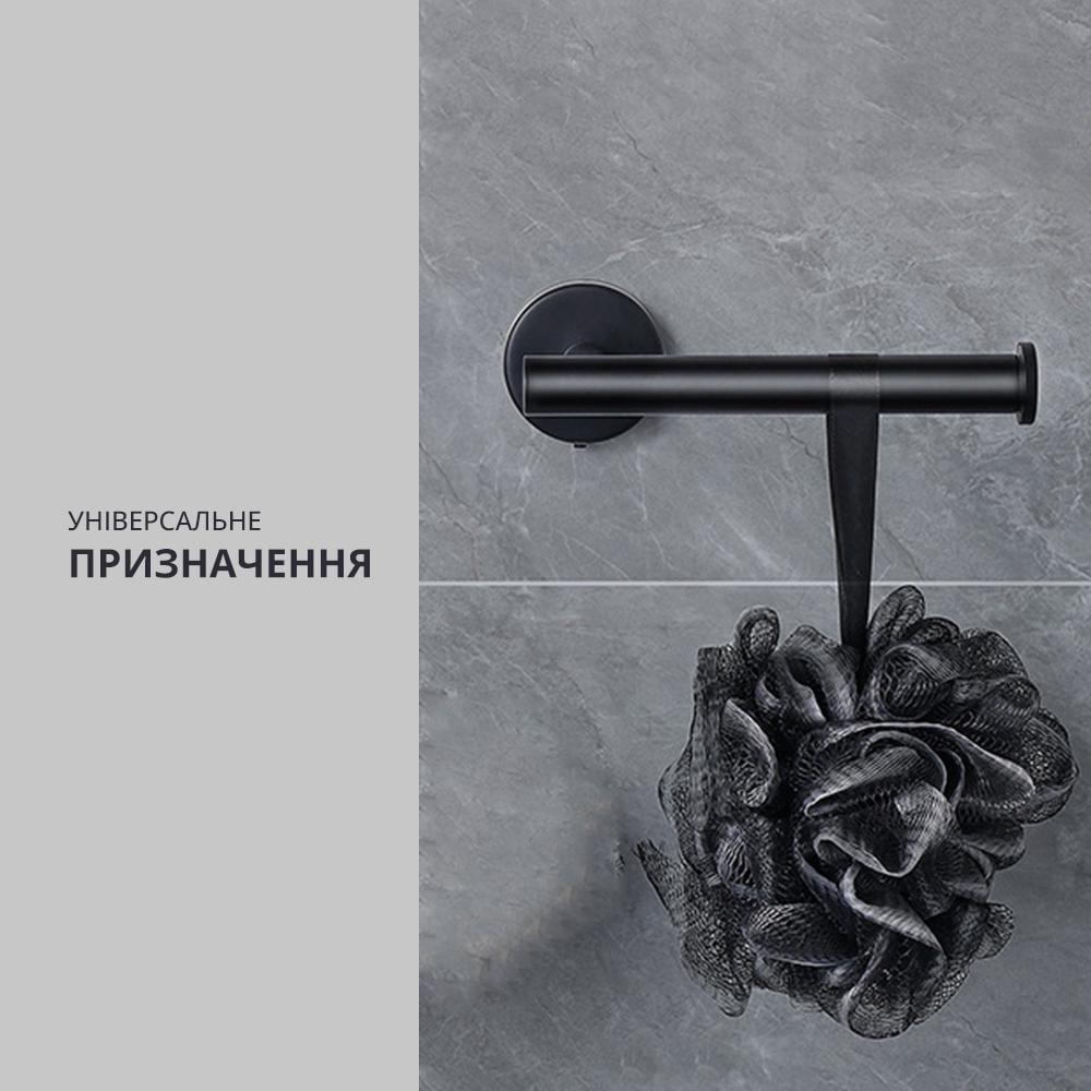 Держатель туалетной бумаги настенный стальной врезной Черный (18340447) - фото 5