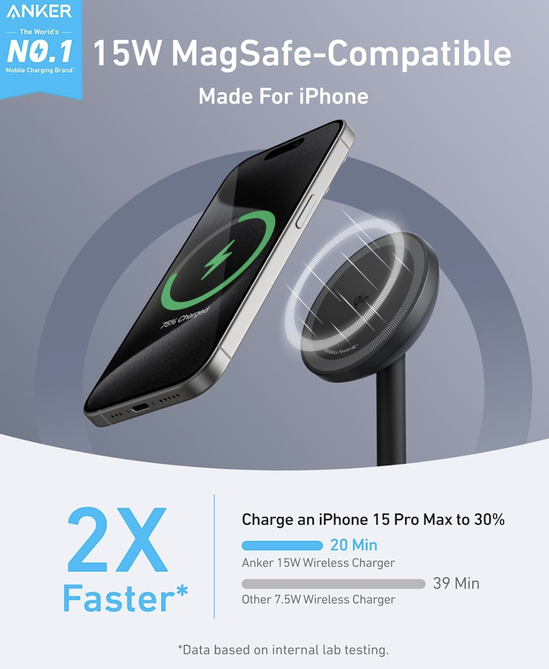 Зарядний пристрій Anker MagGo MagSafe QI2 15W Certified 360° Charger For iPhone 12-17 Series Black - фото 4 Зарядний пристрій Anker MagGo MagSafe QI2 15W Certified 360° Charger For iPhone 12-17 Series Black - фото 4