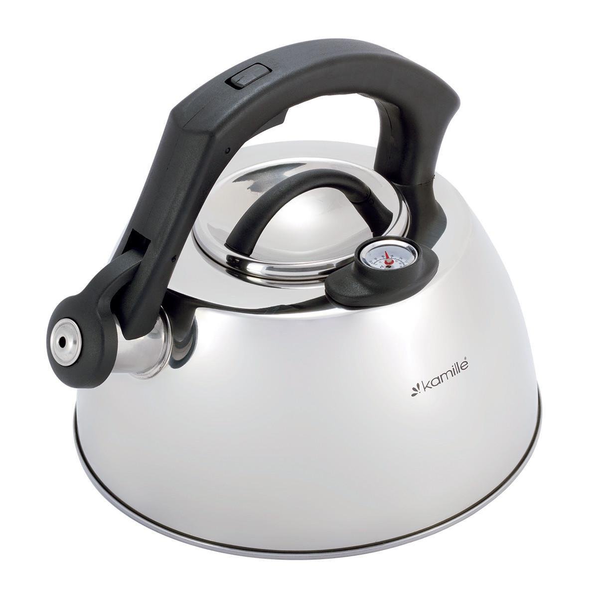 Чайник со свистком Kamille KM-1077 из нержавеющей стали с термометром 3 л Стальной (150-84-1077) - фото 1 Чайник со свистком Kamille KM-1077 из нержавеющей стали с термометром 3 л Стальной (150-84-1077) - фото 1