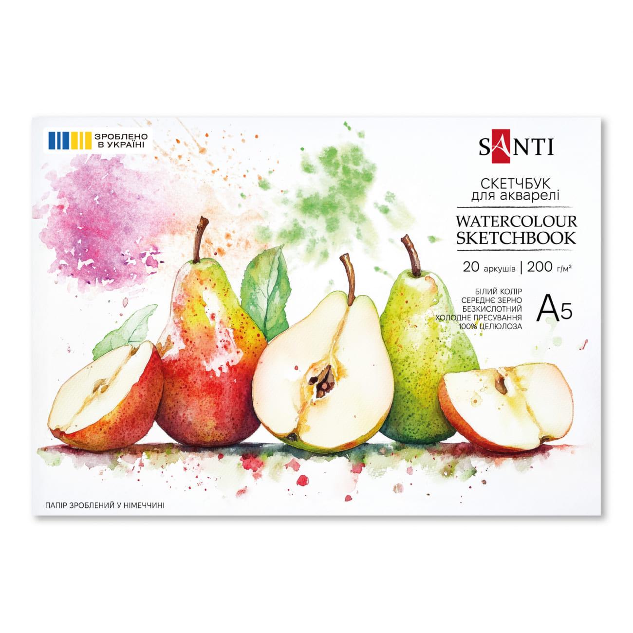 Альбом для акварели Santi Watercolour склейка 200 г/кв. м 20 л. А5 Белый (743294)