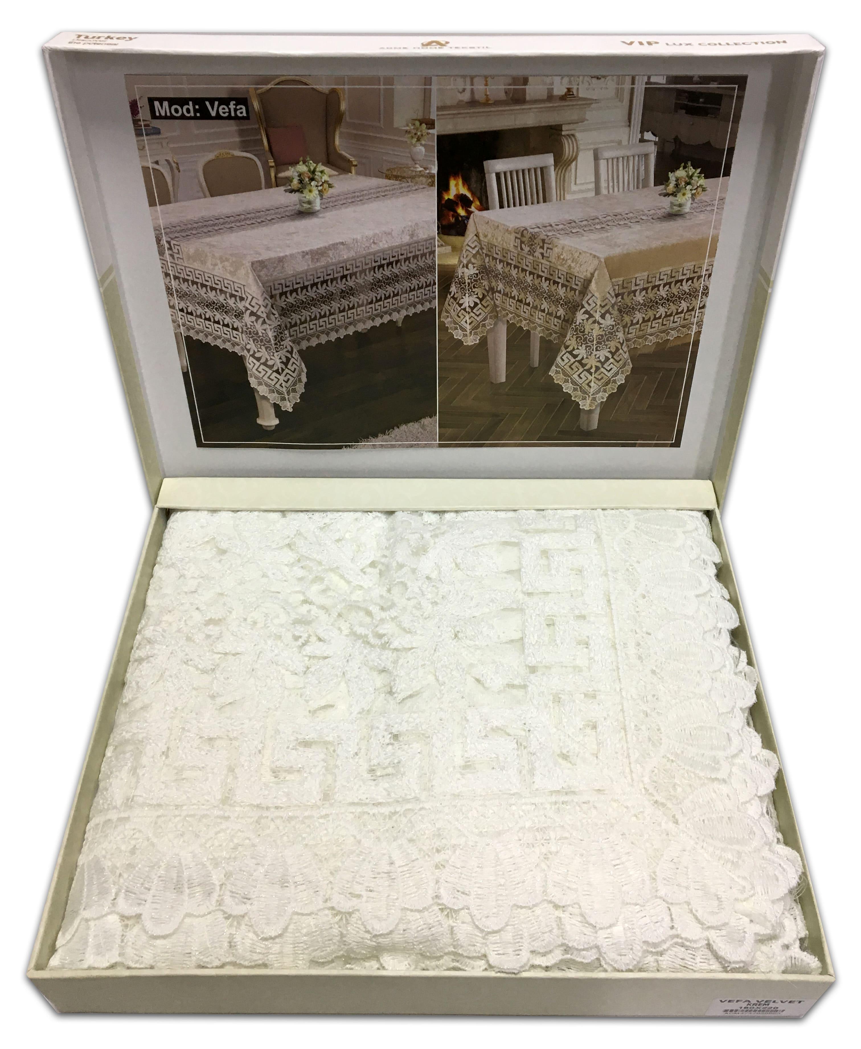 Скатерть велюровая Acme Tekstil 160x300 Vefa Krem (CN7861)