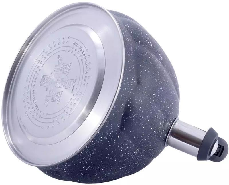Чайник Kamille Whistling Kettle Marble з нержавіючої сталі зі свистком 3 л Чорний - фото 2 Чайник Kamille Whistling Kettle Marble з нержавіючої сталі зі свистком 3 л Чорний - фото 2