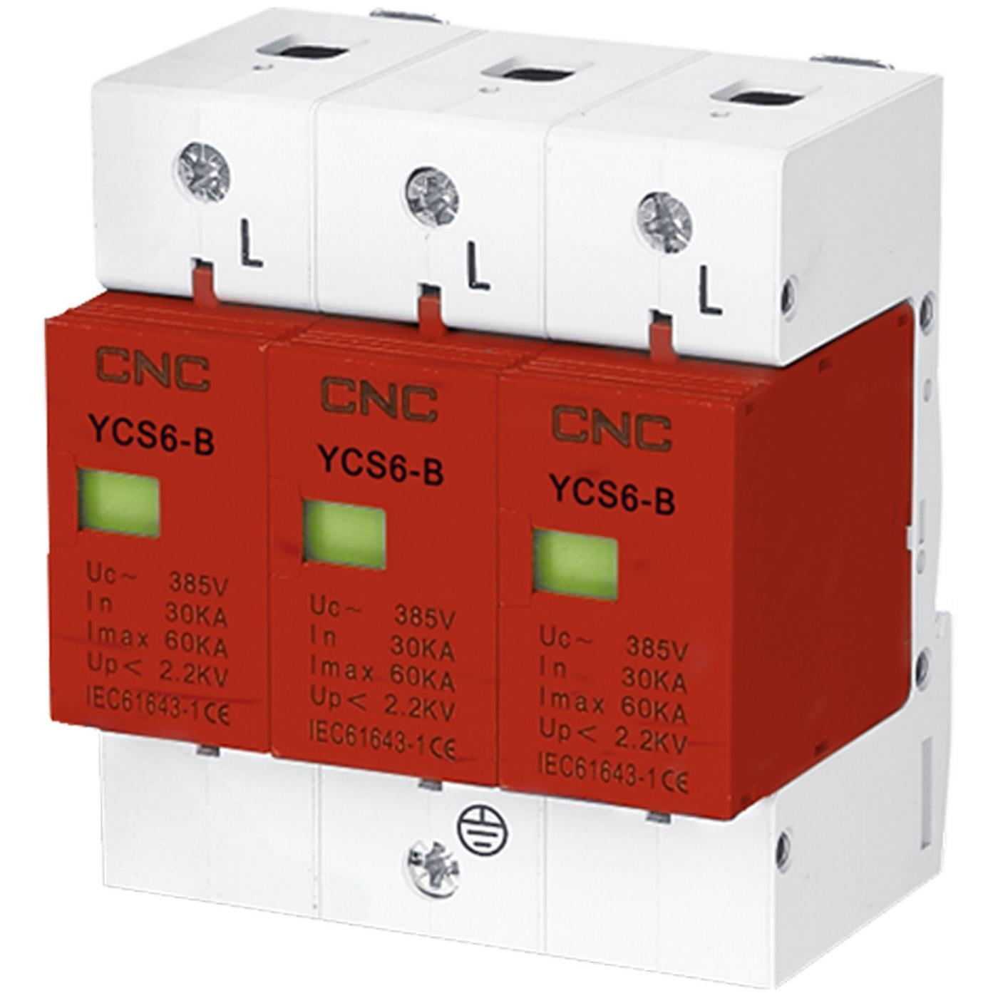 Ограничитель импульсного перенапряжения CNC на Din-рейке YCS6-B 3P 30-60 kA 385V (Б00043166)