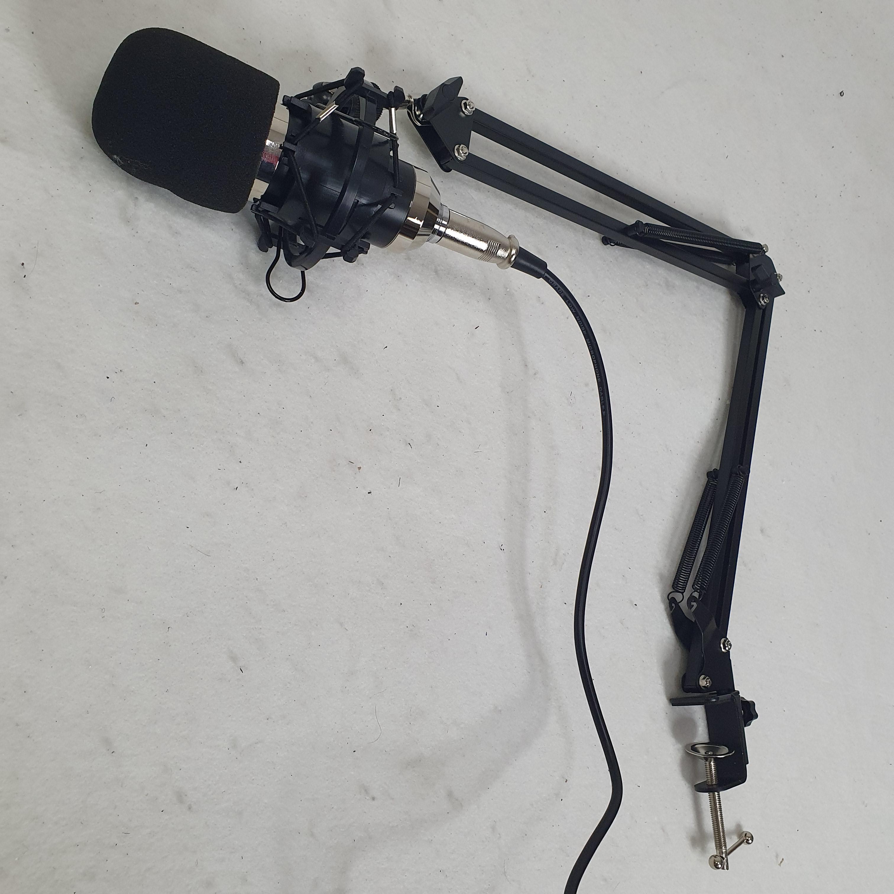 Микрофон студийный конденсаторный на стойке настольный с подставкой и ветрозащитой Черный (DM-800)