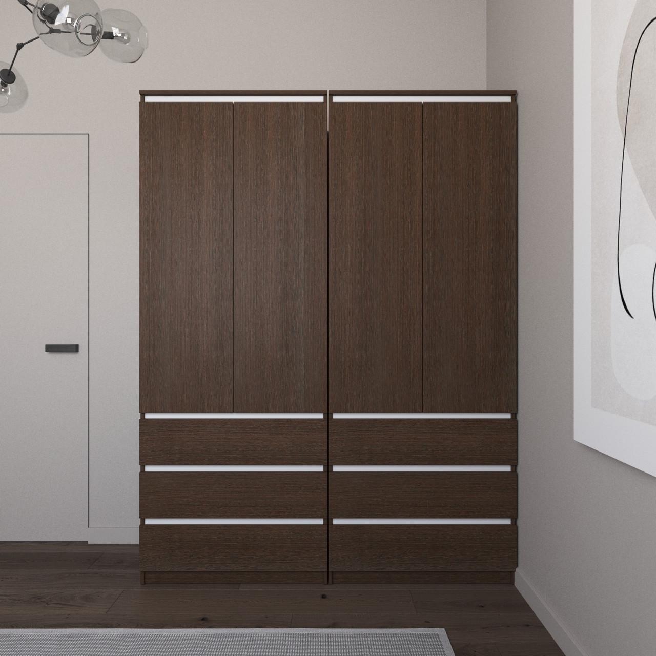 Меблевий комплект для одягу Вайс R9/R16 1604х500х2110 мм Венге Темний/Білі планки (30845289) - фото 1 Меблевий комплект для одягу Вайс R9/R16 1604х500х2110 мм Венге Темний/Білі планки (30845289) - фото 1