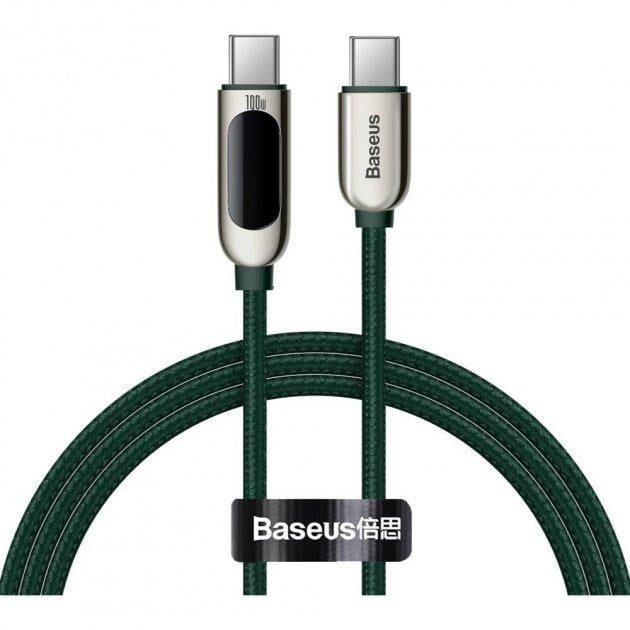 Кабель Baseus CATSK-B06 Display Fast Charging Data Cable Type-C to Type-C 100W 1 м Green