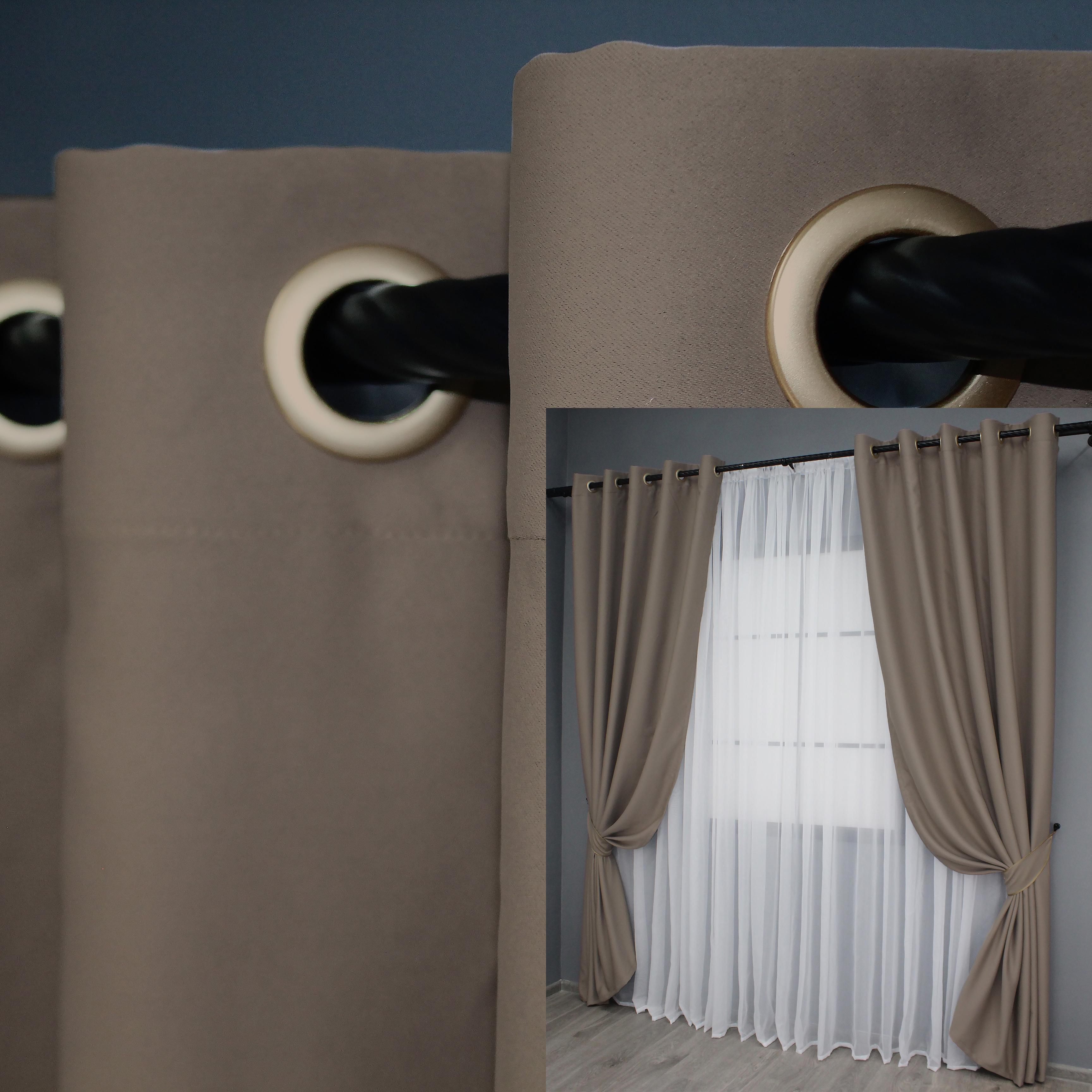 Комплект штор на люверсах VR-Textil Блэкаут Bagema Rvs № 1289ш 150х250 см 2 шт. Какао (37-0015) - фото 7