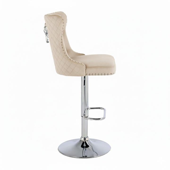 Барний стілець Crystal Velvet з декоративним левом Бежевий (29732733) - фото 3