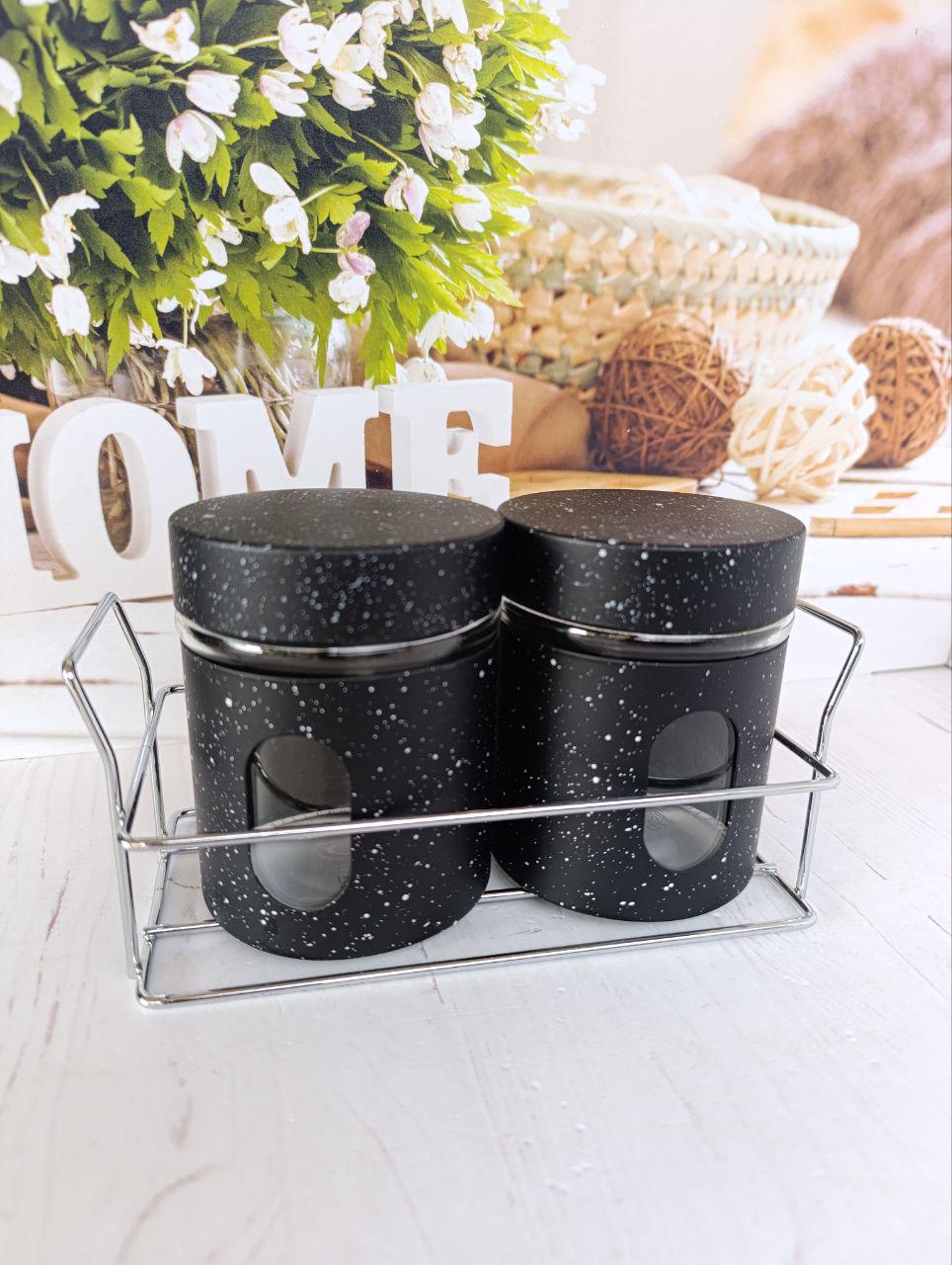 Набір для спецій A-Plus 1746 на металевій підставці 3 пр. Чорний (30078782)