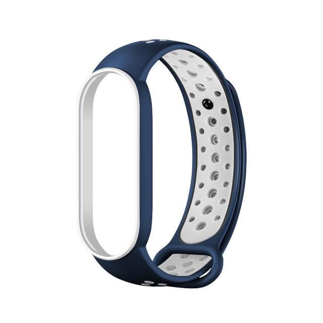 Ремешок спортивный для Mi Band 5/6/7 Сине-белый (29782255)