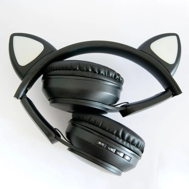 Наушники беспроводные ST77 LED с кошачьими ушками Черный - фото 4