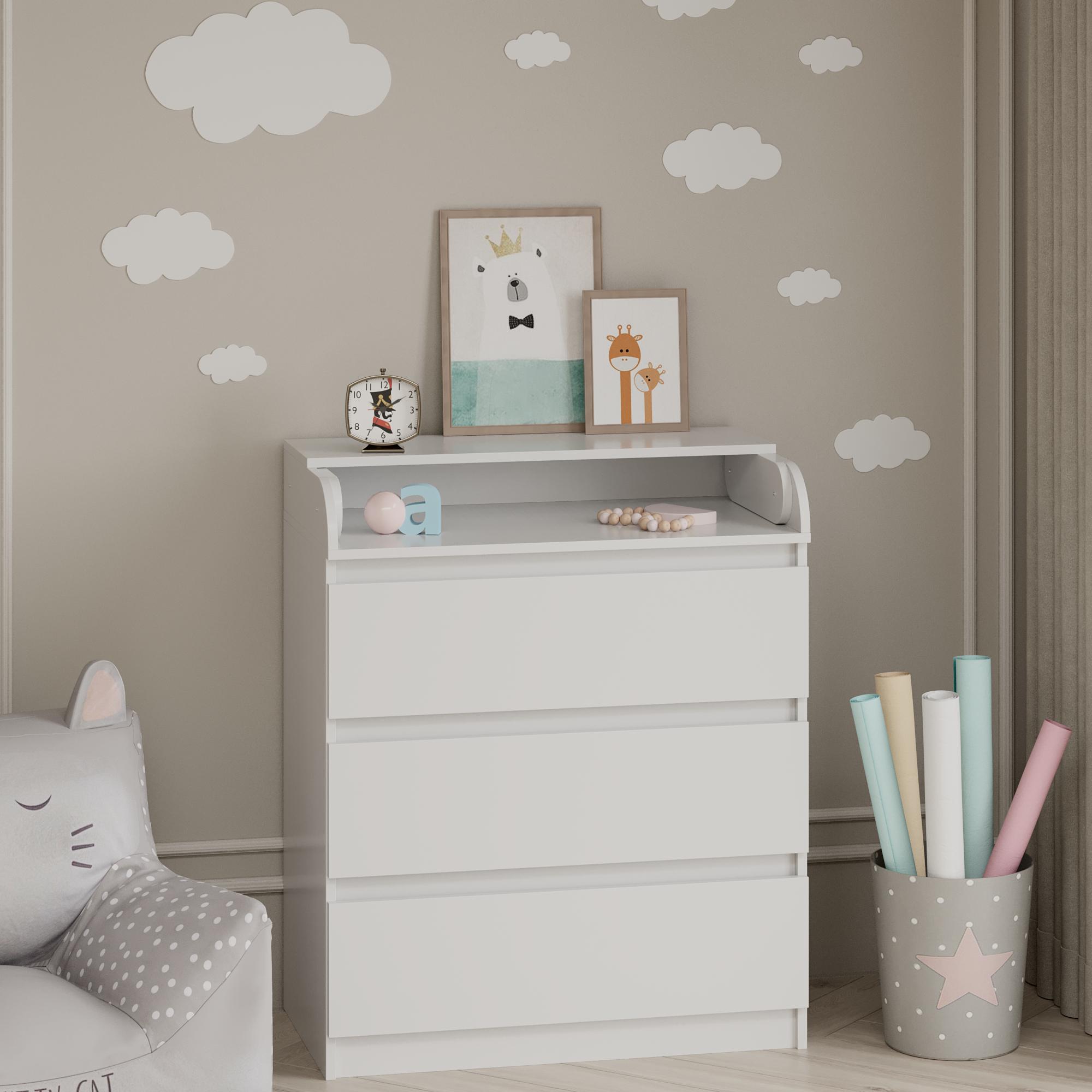 Комод пеленальный на 3 ящика без ручек Line KPF3 800x450x970 мм Белый Комод пеленальный на 3 ящика без ручек Line KPF3 800x450x970 мм Белый