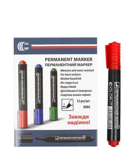 Маркер перманентний Bambi на спиртовій основі водостійкий Червоний (WM-231-M-9)