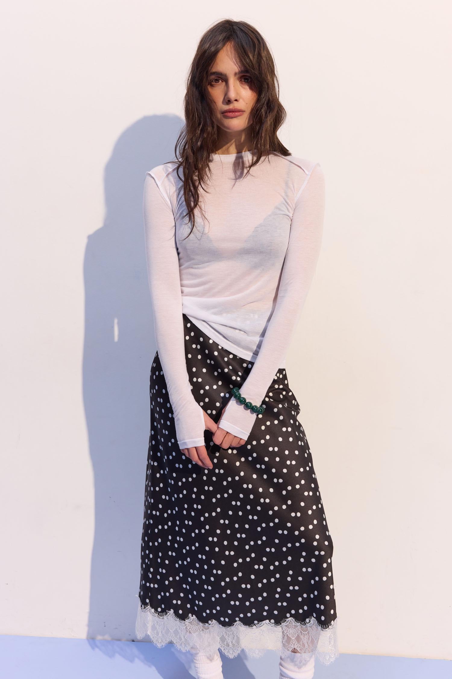 Лонгслів трикотажний з декоративними швами жіночий THE LACE білий L-XL