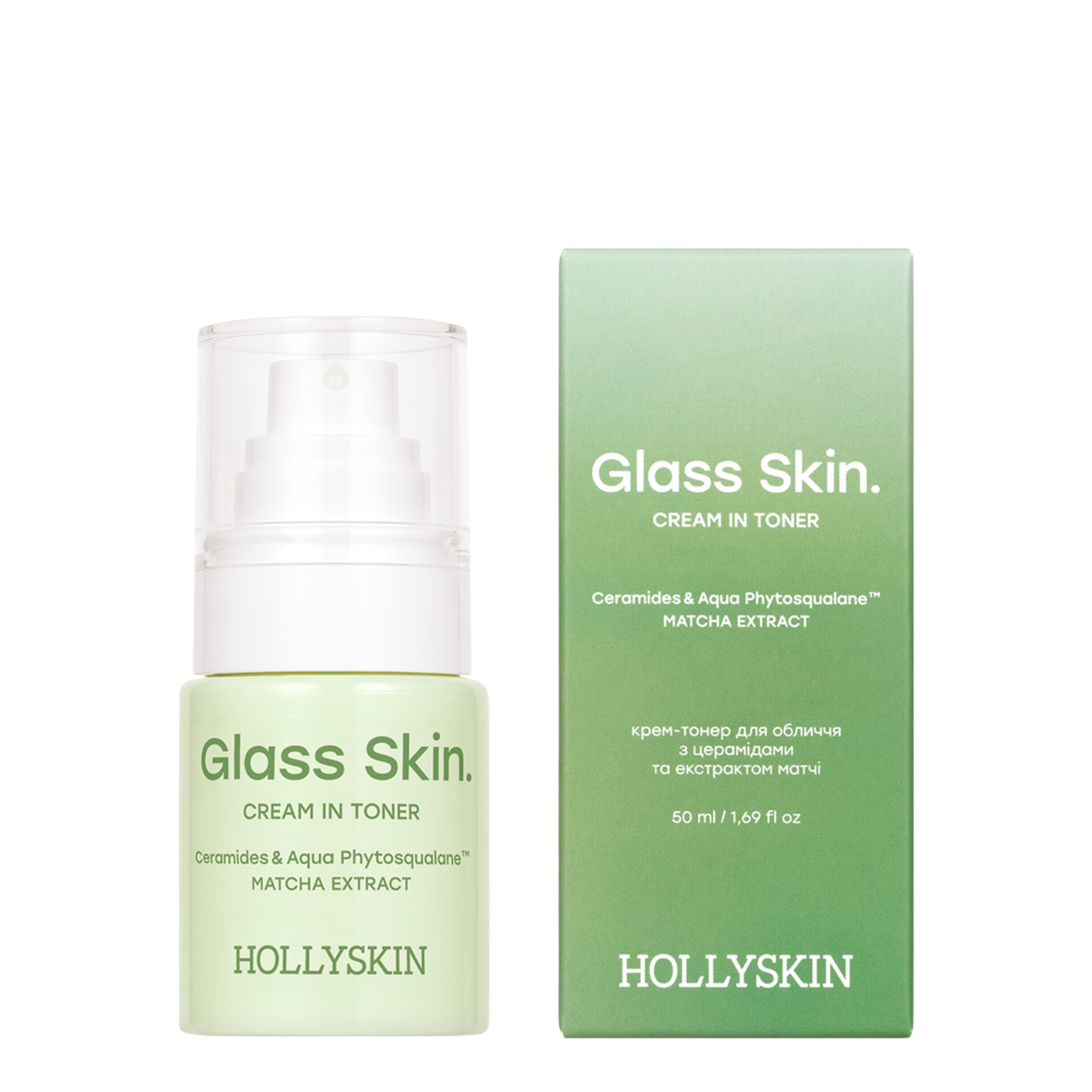 Крем-тонер для лица Hollyskin Glass Skin с церамидами и матчей 50 мл