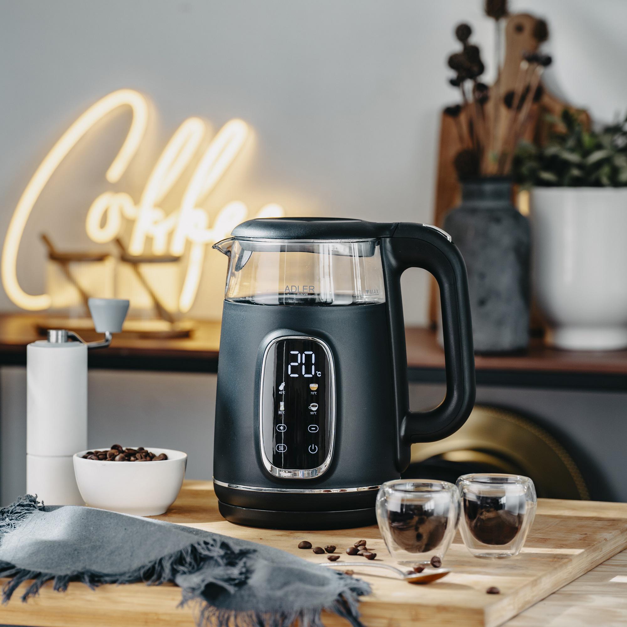 Электрочайник Adler AD 1305 пластик/стекло дисплей/регулятор температуры 1,7 л Black/Silver (27222611) - фото 11