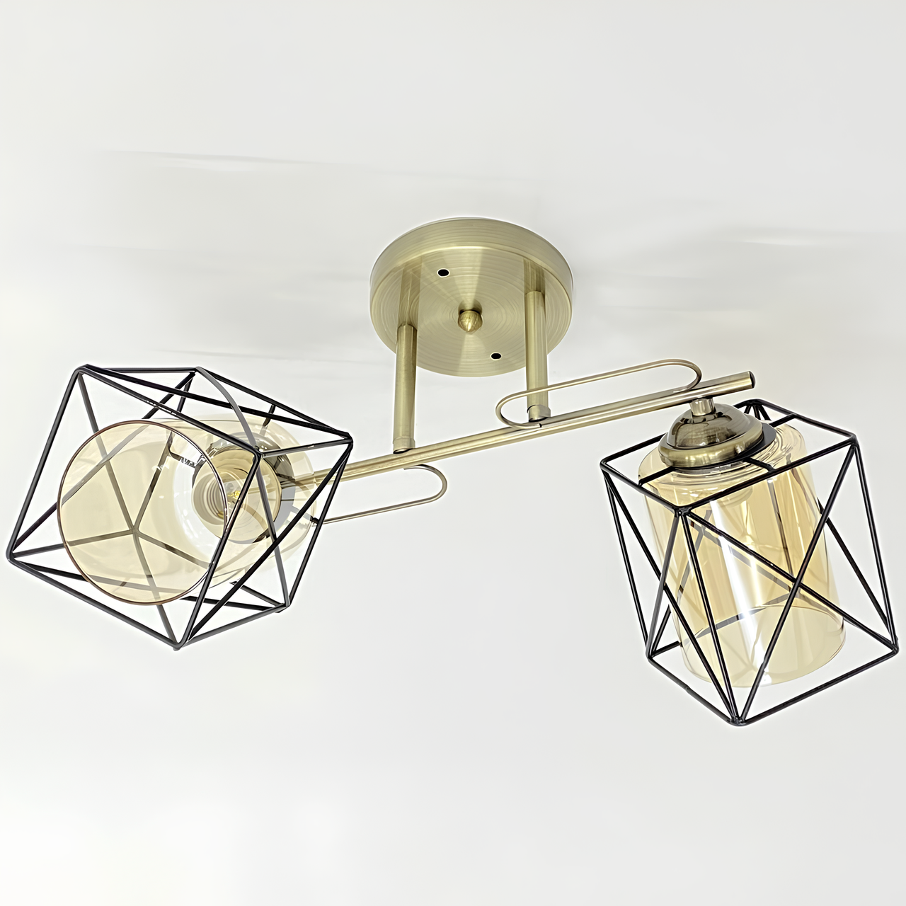 Люстра Valeso с металлическим каркасом под две лампы Е27 Бронзовый/Черный (91207/2)