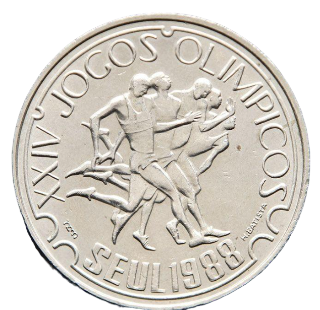 Коллекционная монета 250 эскудо Олмпийские игры Сеул 1988 Португалия аUNC