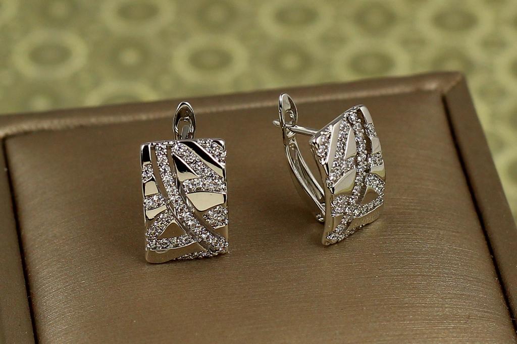 Серьги Xuping Jewelry Ледяная мозаика 1,5 см Серебристый