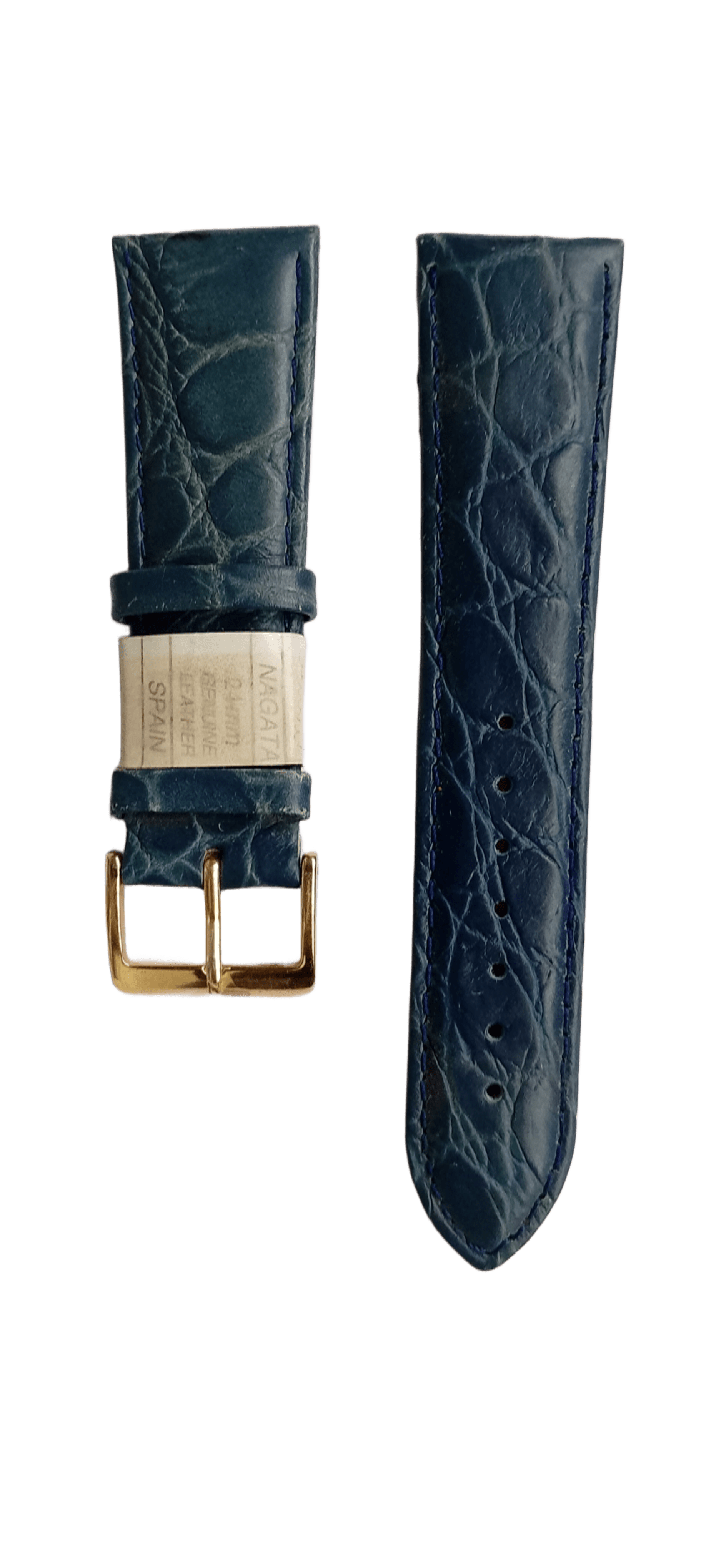 Ремешок кожаный для часов крокодил 24х180 мм Синий (2456Н)