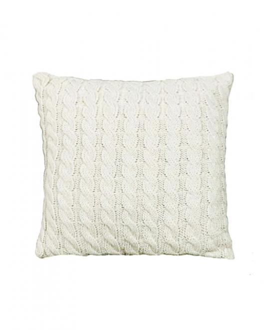 Наволочка в'язана декоративна Коси 45х45 см Кремовий (28635)