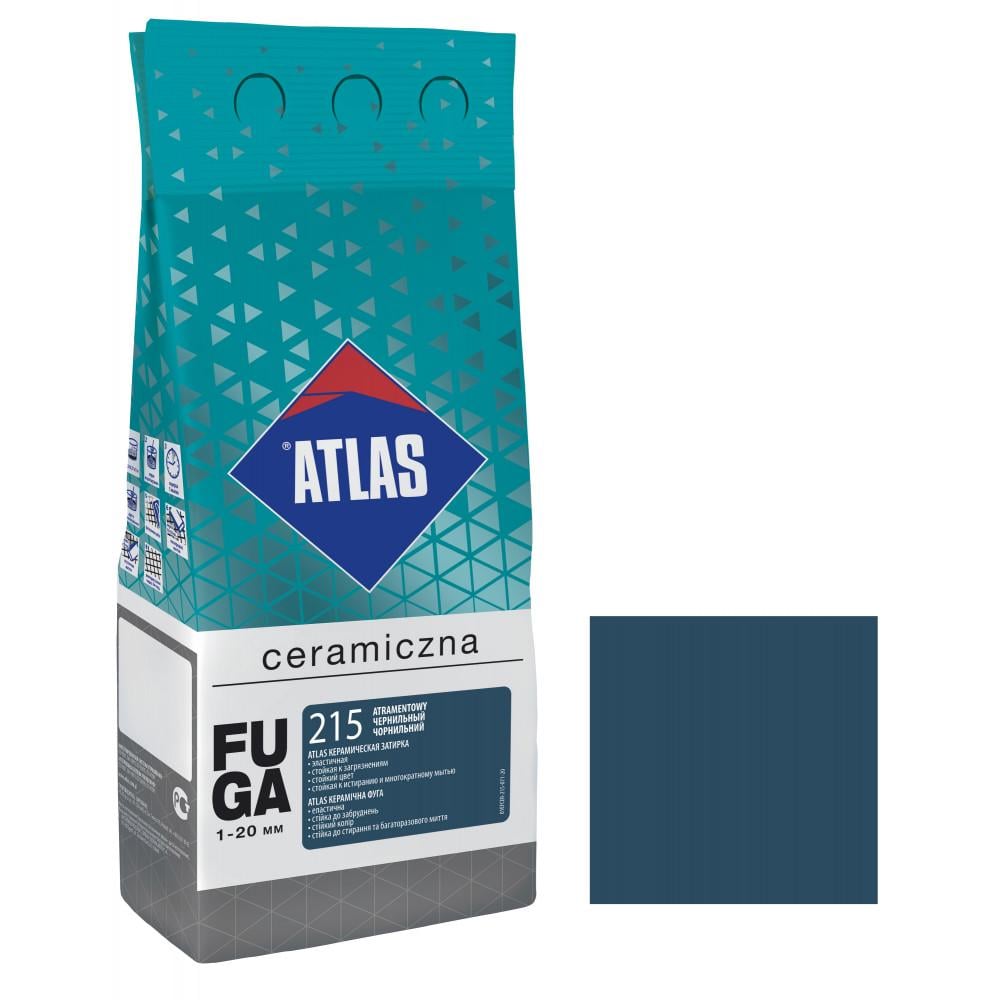 Фуга для плитки ATLAS CERAMICZNA 215 керамічна 1-20 мм 2 кг Чорнильний (000104408)