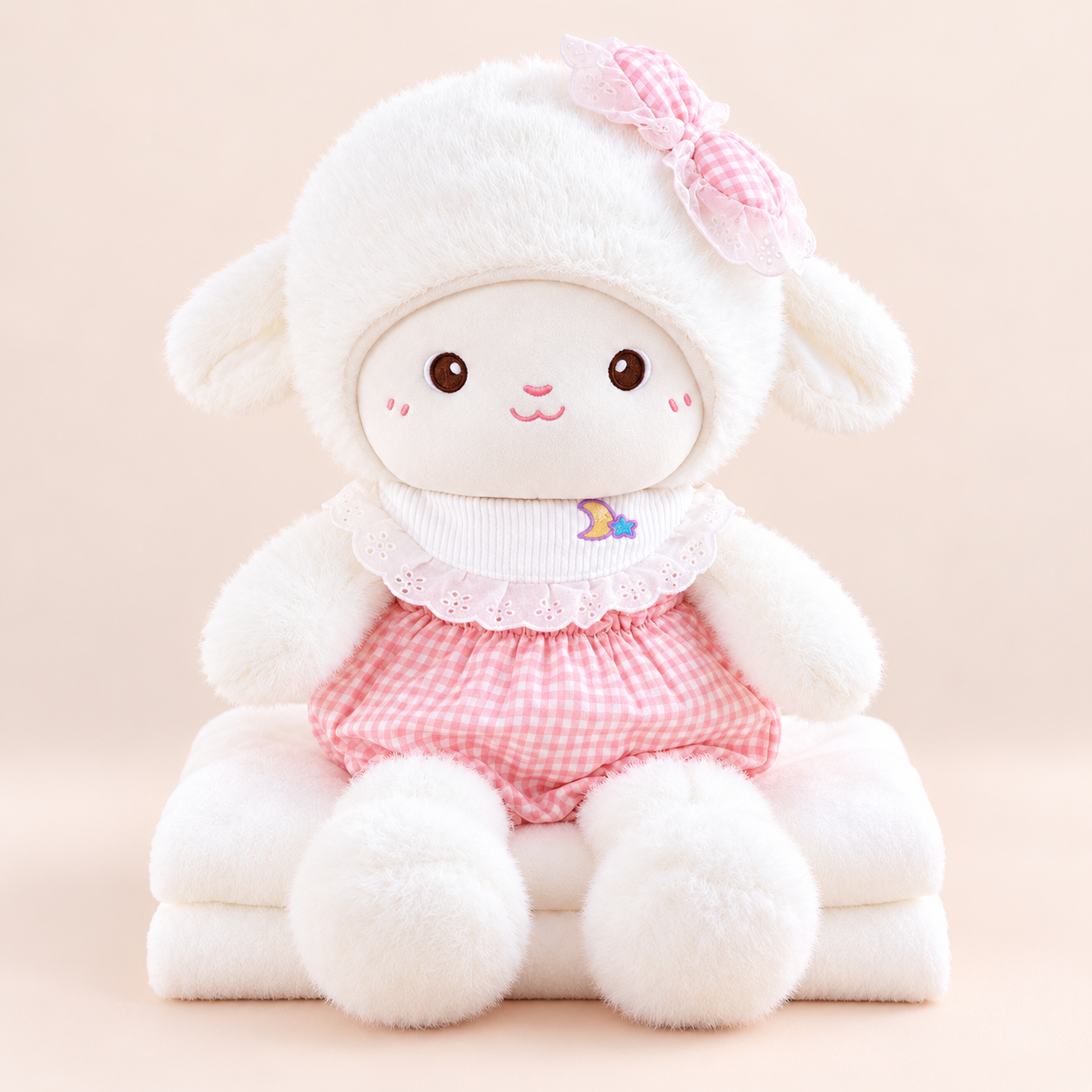 Мягкая игрушка-плед-подушка Баранчик 3в1 35 см/100х150 см Бело-розовый Мягкая игрушка-плед-подушка Баранчик 3в1 35 см/100х150 см Бело-розовый