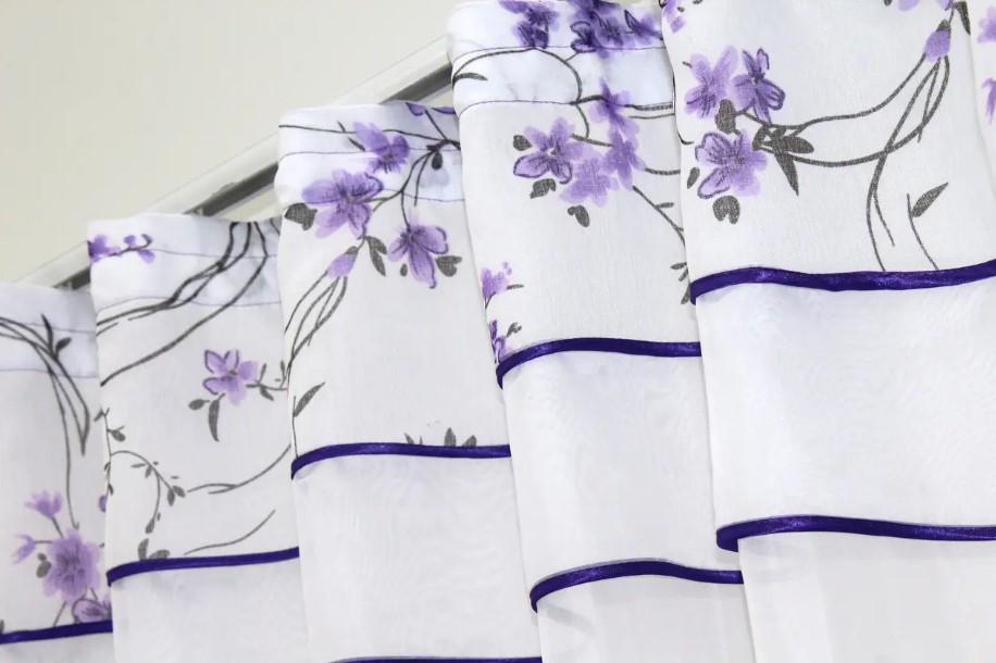 Гардина арка на кухню шифон/батіст 280х170 см Фіолетовий/Білий (036к) - фото 2