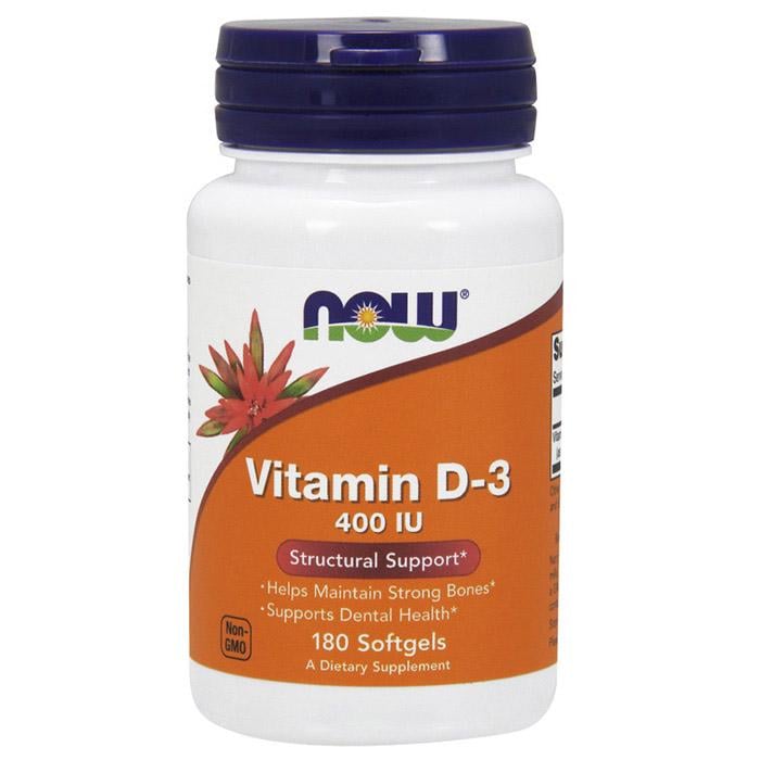 Витамин D3 400 МЕ NOW Vitamin D-3 180 мягких капс.