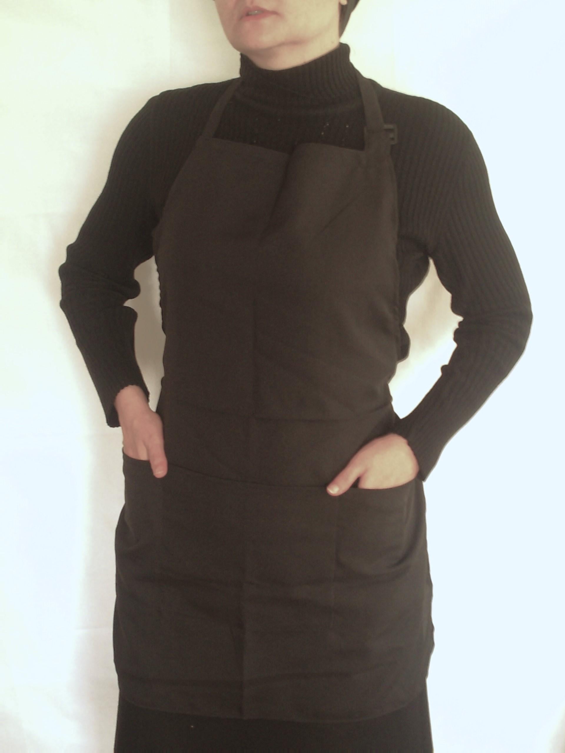 Фартук рабочий Apro габардин с нагрудником и карманами Черный (1044011)