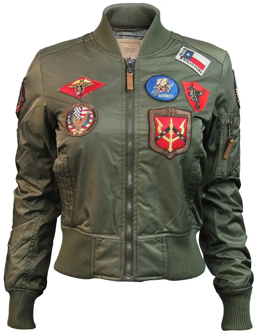 Бомбер Top Gun Miss MA-1 jacket patches S Olive (TGJ1573POS)