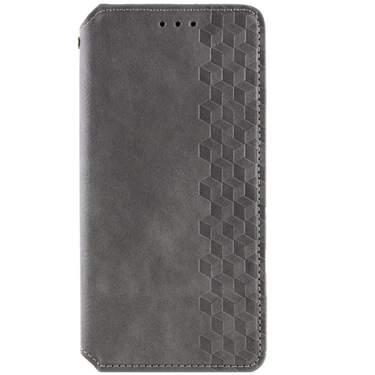 Противоударный Чехол-книжка Rubic Leather для смартфона  Xiaomi Redmi 13C 4G/POCO С65   Grey