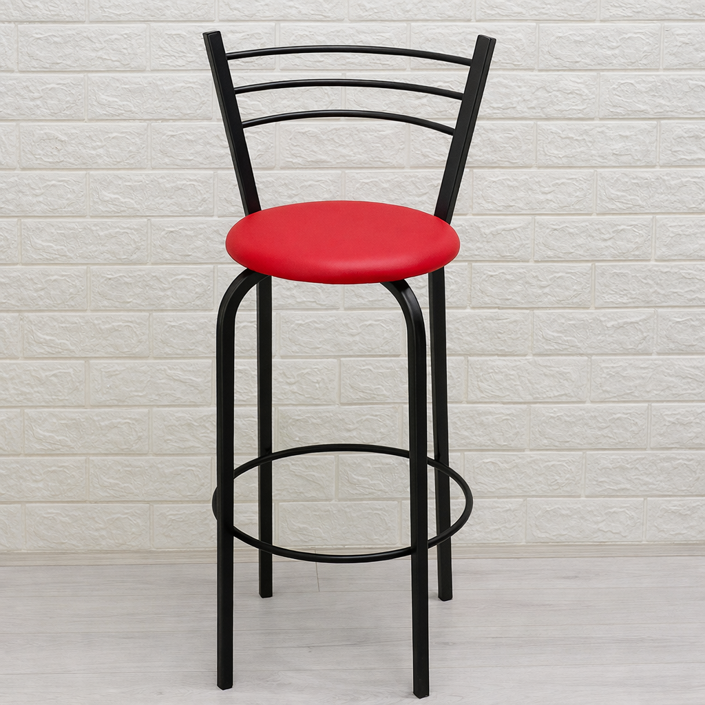 Барний стілець металевий 35х107 см Червоний/Чорний (28373943)