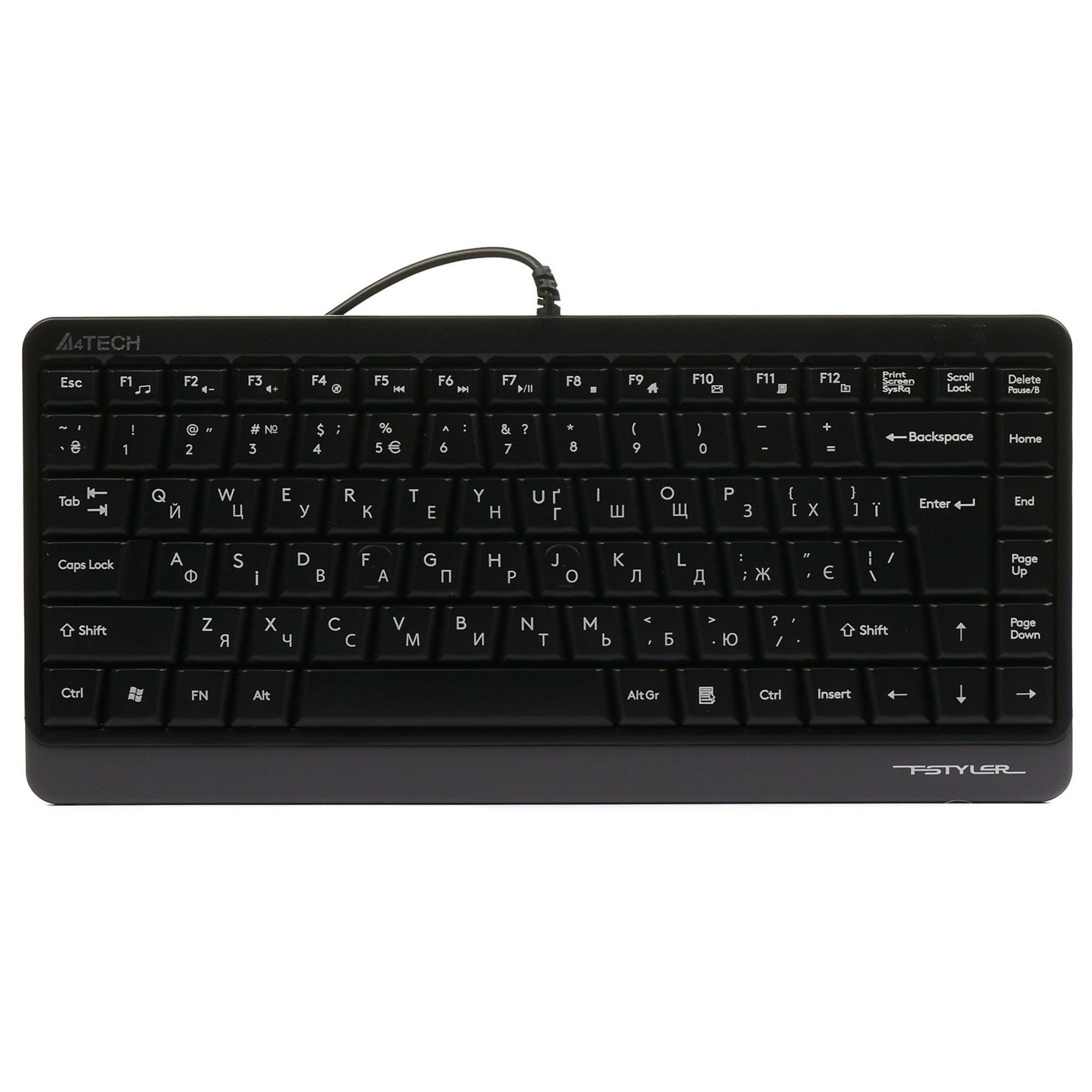 Клавиатура проводная A4Tech Fstyler FKS11 мембранная 86 клавиш ENG/UKR 1,5 м Черно-серый (FKS11 USB Grey)