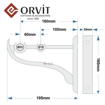Держатель Orvit РЕТРО двухрядный к стене 25/19 мм Черный (982050292) - фото 2